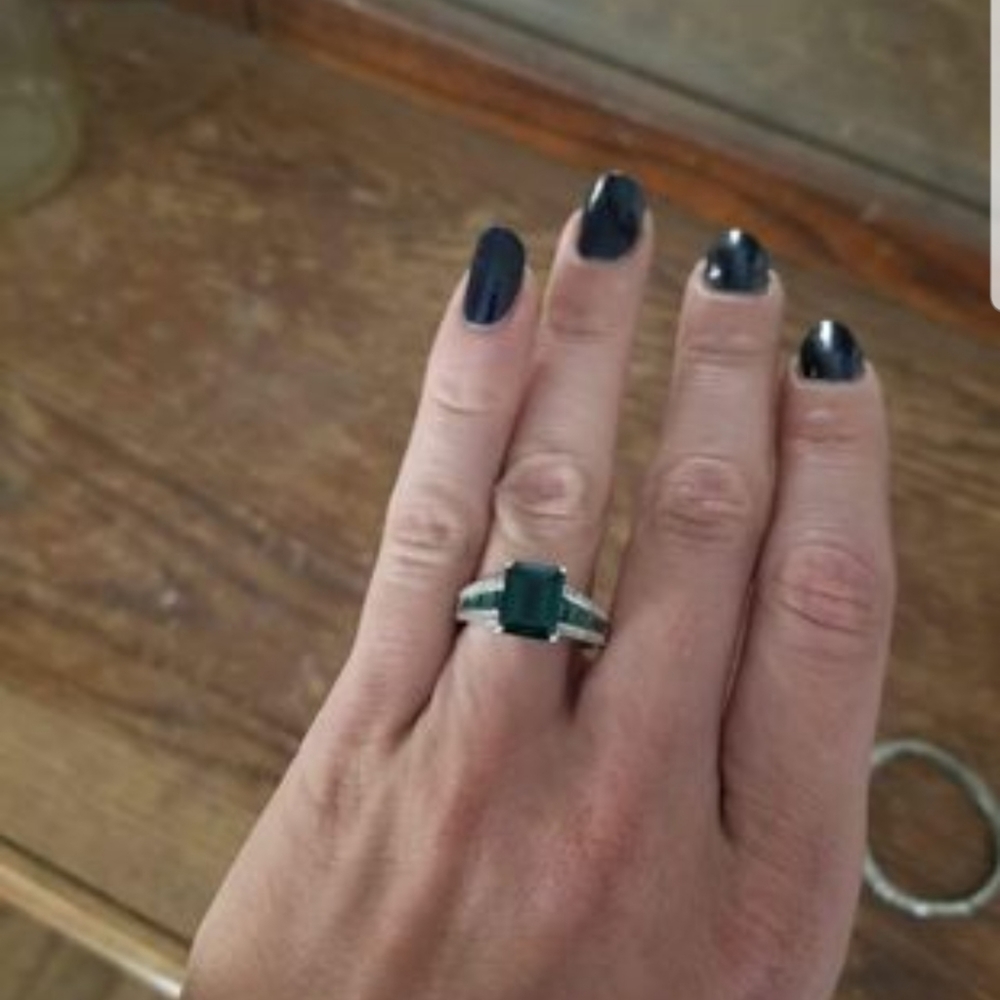 Lab created emerald cocktail ring